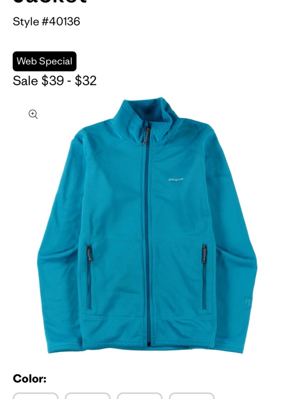 Patagonia Bright Teal Full-Zip Fleece Jacket